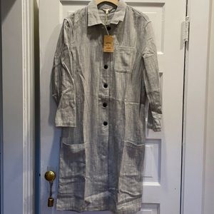 Brand new women’s linen knee length chore coat